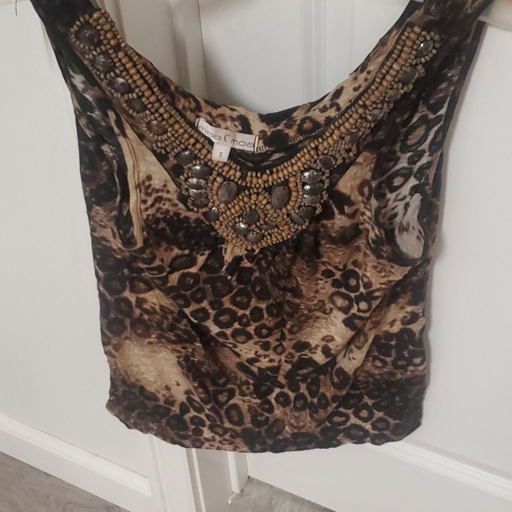 Beaded cheetah top s